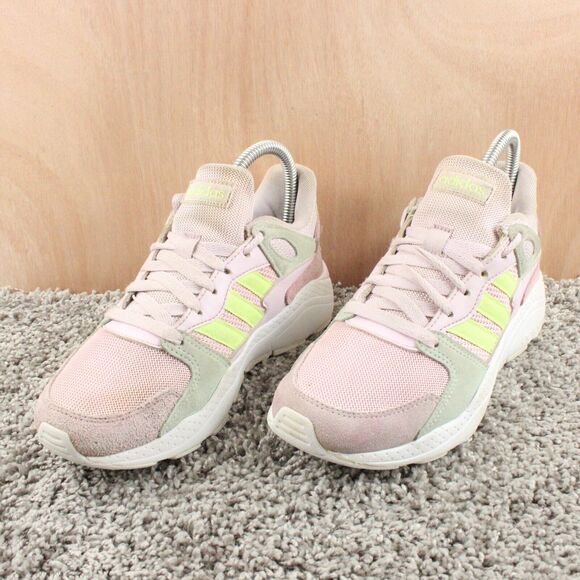 Adidas Crazychaos Sneakers Youth Girls 4.5 Pink Green Suede Mesh - Picture 5 of 12